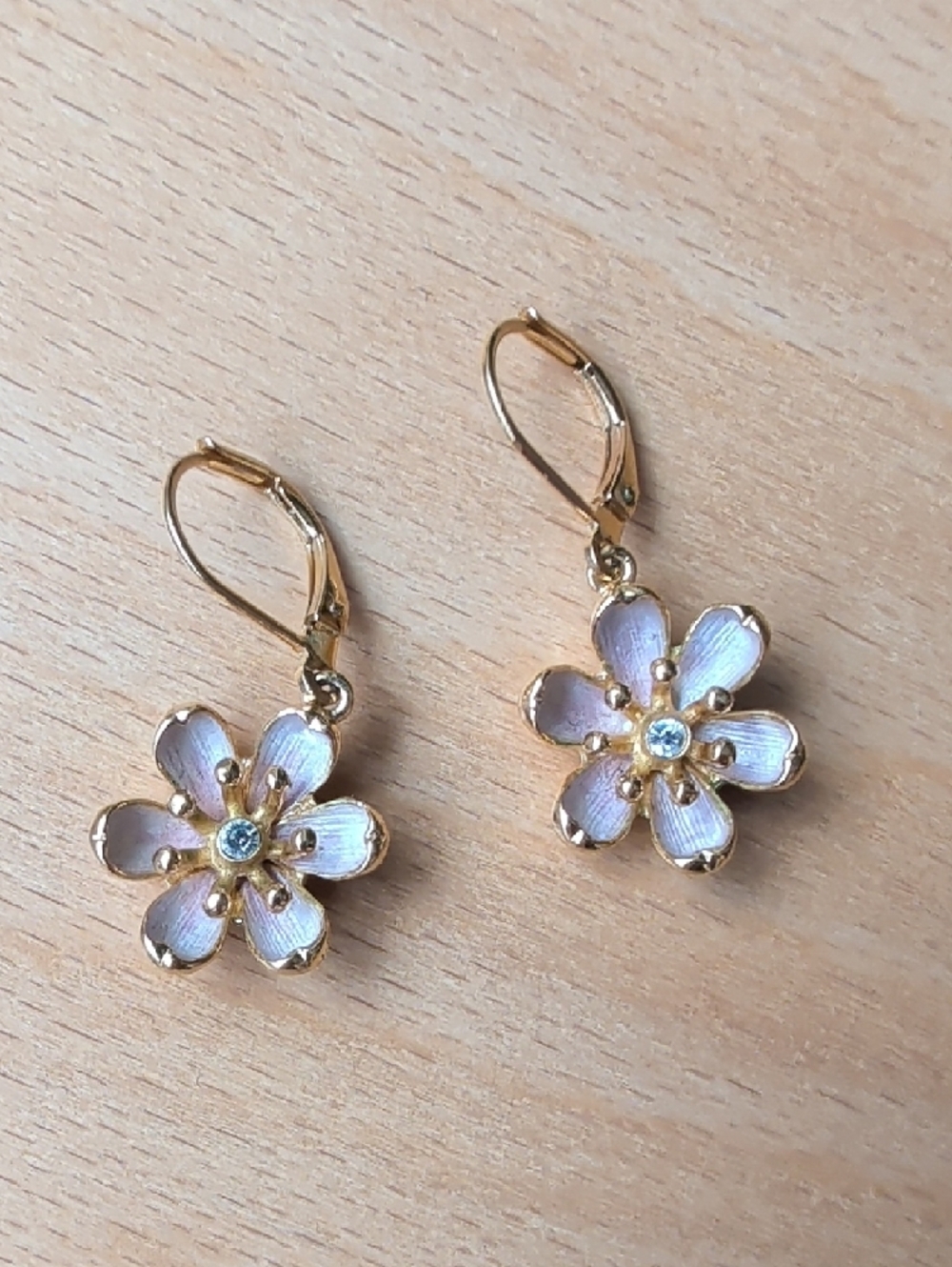 Joan Rivers Gold-Tone Pink Flower Drop Earrings with Crystal - Picture 4 of 4